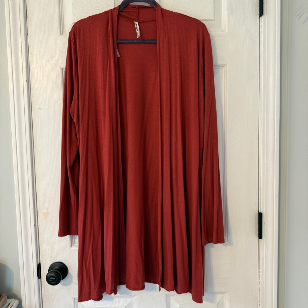 Azules Terracotta Open Front Cardigan